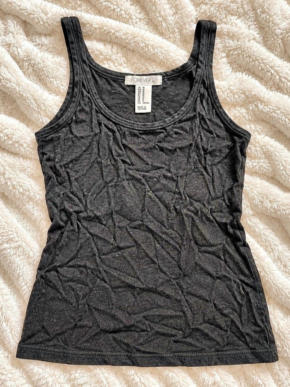 Forever 21 Abstract Black Tank Top Size Large Like New